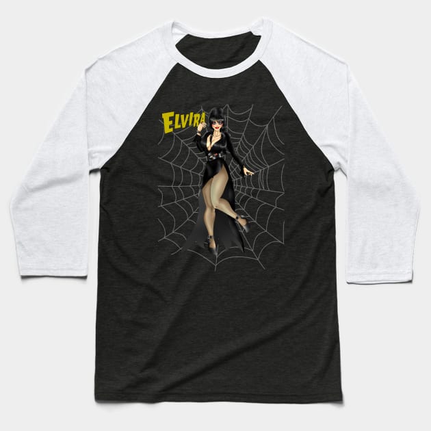 Elvira Mistress of the Dark Baseball T-Shirt by MauryAraya316